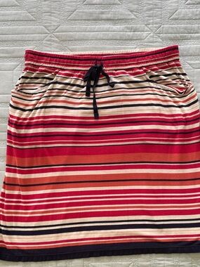 Max Studio Striped Red, Orange, and Navy Skirt
